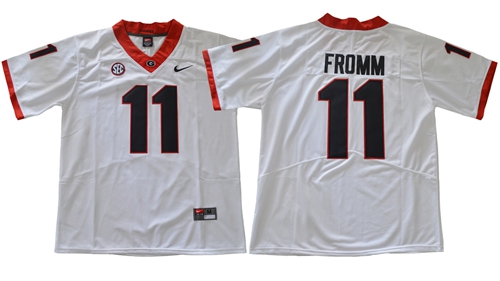 Bulldogs #11 Jake Fromm White Limited Stitched NCAA Jersey Bulldogs #11 Jake Fromm White Limited Stitched NCAA Jersey
