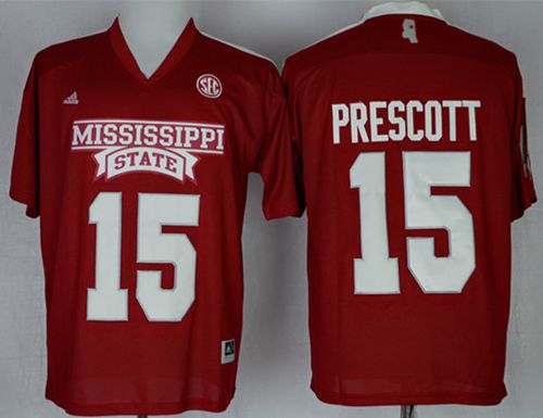 Bulldogs #15 Dak Prescott Red SEC Patch Stitched NCAA Jersey Bulldogs #15 Dak Prescott Red SEC Patch Stitched NCAA Jersey