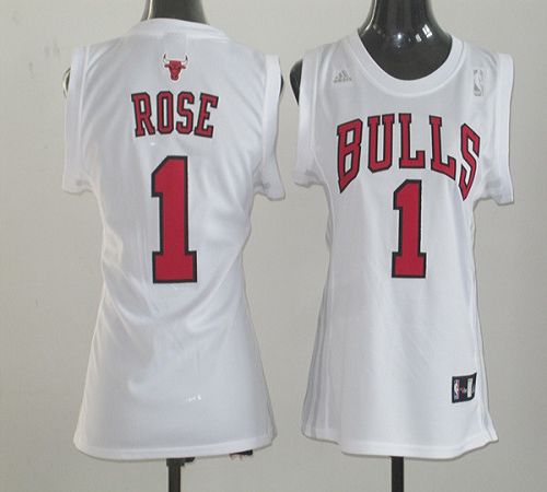Bulls #1 Derrick Rose White Women Fashion Stitched NBA Jersey Bulls #1 Derrick Rose White Women Fashion Stitched NBA Jersey