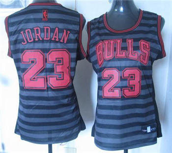 Bulls #23 Michael Jordan Black Grey Groove Women's Stitched NBA Jersey