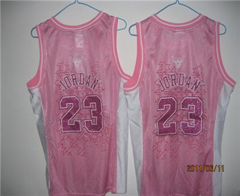 Bulls #23 Michael Jordan Pink Fashion Women's Stitched NBA Jersey