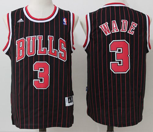 Bulls #3 Dwyane Wade Black (Red Strip) Throwback Stitched NBA Jersey Bulls #3 Dwyane Wade Black (Red Strip) Throwback Stitched NBA Jersey