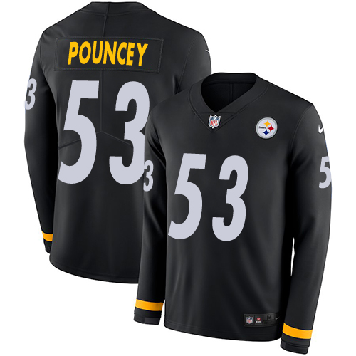 CNike Steelers #53 Maurkice Pouncey Black Team Color Men's Stitched NFL Limited Therma Long Sleeve Jersey CNike Steelers #53 Maurkice Pouncey Black Team Color Men's Stitched NFL Limited Therma Long Sleeve Jersey