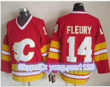 Calgary Flames #14 Theoren Fleury Red CCM Throwback Stitched NHL Jersey
