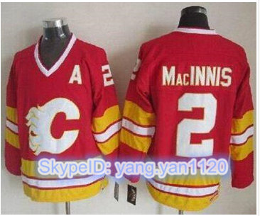 Calgary Flames #2 Al MacInnis Red CCM Throwback Stitched NHL Jersey