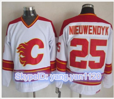 Calgary Flames #25 Joe Nieuwendyk White CCM Throwback Stitched NHL Jersey
