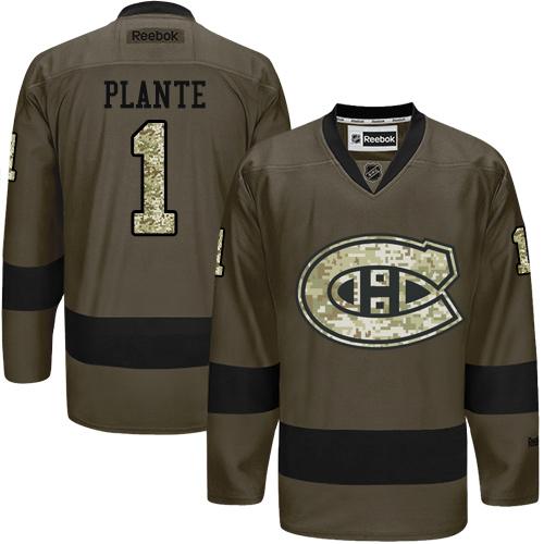 Canadiens #1 Jacques Plante Green Salute to Service Stitched NHL Jersey Canadiens #1 Jacques Plante Green Salute to Service Stitched NHL Jersey