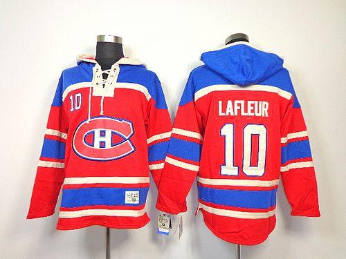 Youth Canadiens #10 Guy Lafleur Red Sawyer Hooded Sweatshirt Stitched NHL Jersey