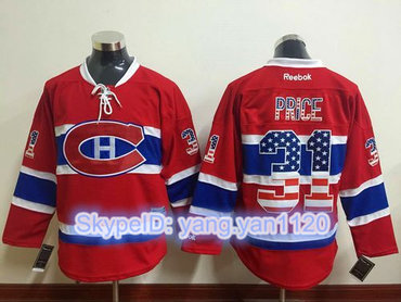 Canadiens #31 Carey Price Red USA Flag Fashion Stitched NHL Jersey
