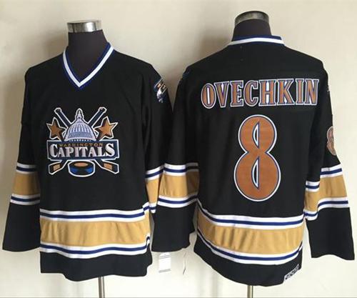 Capitals #8 Alex Ovechkin Black CCM Throwback Stitched NHL Jersey Capitals #8 Alex Ovechkin Black CCM Throwback Stitched NHL Jersey
