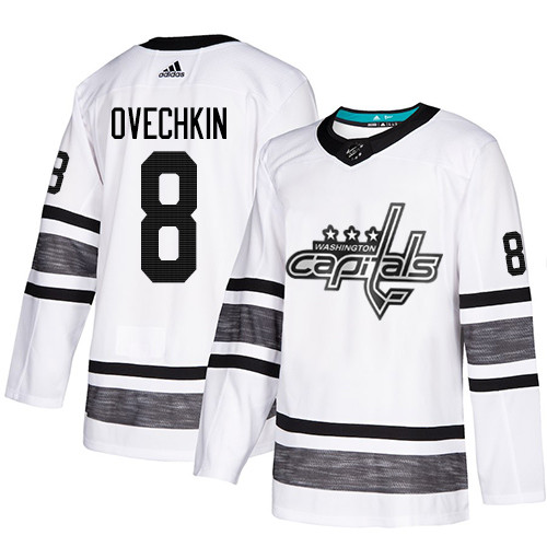 Capitals #8 Alex Ovechkin White Authentic 2019 All-Star Stitched Youth Hockey Jersey