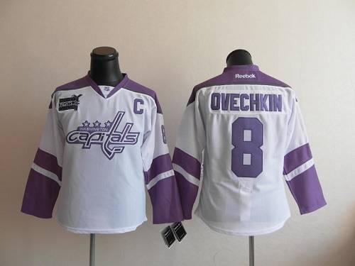 Capitals #8 Alex Ovechkin White Purple Women's Thanksgiving Edition Stitched NHL Jersey