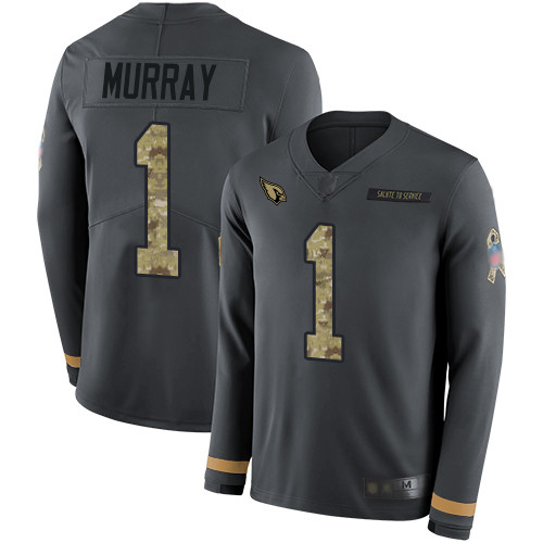 Cardinals #1 Kyler Murray Anthracite Salute to Service Youth Stitched Football Limited Therma Long Sleeve Jersey Cardinals #1 Kyler Murray Anthracite Salute to Service Youth Stitched Football Limited Therma Long Sleeve Jersey