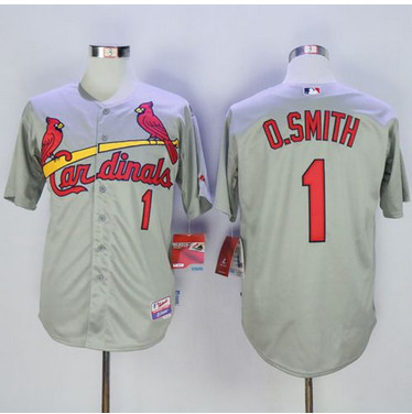 Cardinals #1 Ozzie Smith Grey Cool Base Stitched MLB Jersey