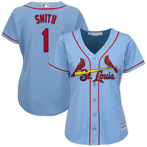 Cardinals #1 Ozzie Smith Light Blue Alternate Women's Stitched Baseball Jersey Cardinals #1 Ozzie Smith Light Blue Alternate Women's Stitched Baseball Jersey