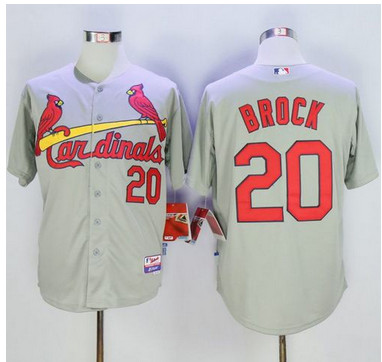 Cardinals #20 Lou Brock Grey Cool Base Stitched MLB Jersey