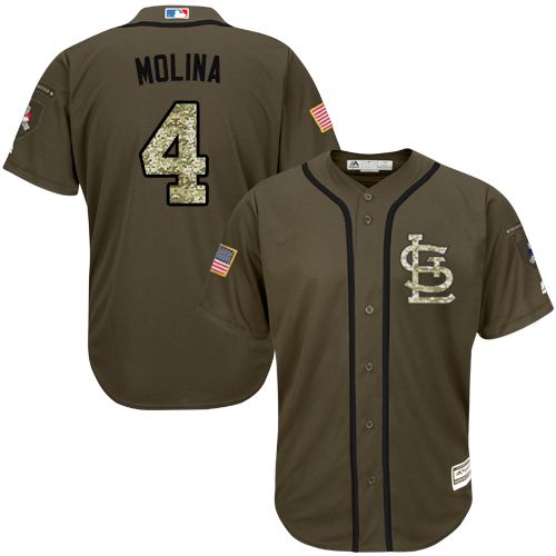 Cardinals #4 Yadier Molina Green Salute to Service Stitched Youth MLB Jersey Cardinals #4 Yadier Molina Green Salute to Service Stitched Youth MLB Jersey