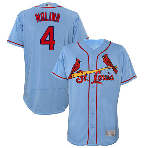 Cardinals #4 Yadier Molina Light Blue Flexbase Authentic Collection Stitched Baseball Jersey Cardinals #4 Yadier Molina Light Blue Flexbase Authentic Collection Stitched Baseball Jersey