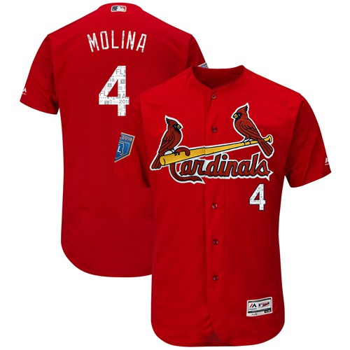 Cardinals #4 Yadier Molina Red 2018 Spring Training Authentic Flex Base Stitched MLB Jersey Cardinals #4 Yadier Molina Red 2018 Spring Training Authentic Flex Base Stitched MLB Jersey
