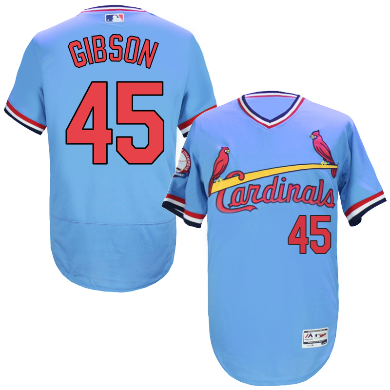 Cardinals #45 Bob Gibson Light Blue Cooperstown Flexbase Jersey