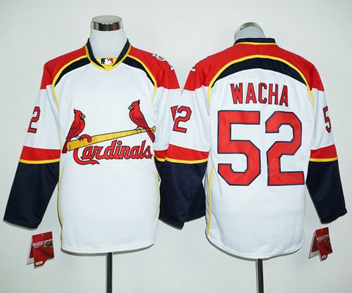 Cardinals #52 Michael Wacha White Red Long Sleeve Stitched MLB Jersey Cardinals #52 Michael Wacha White Red Long Sleeve Stitched MLB Jersey