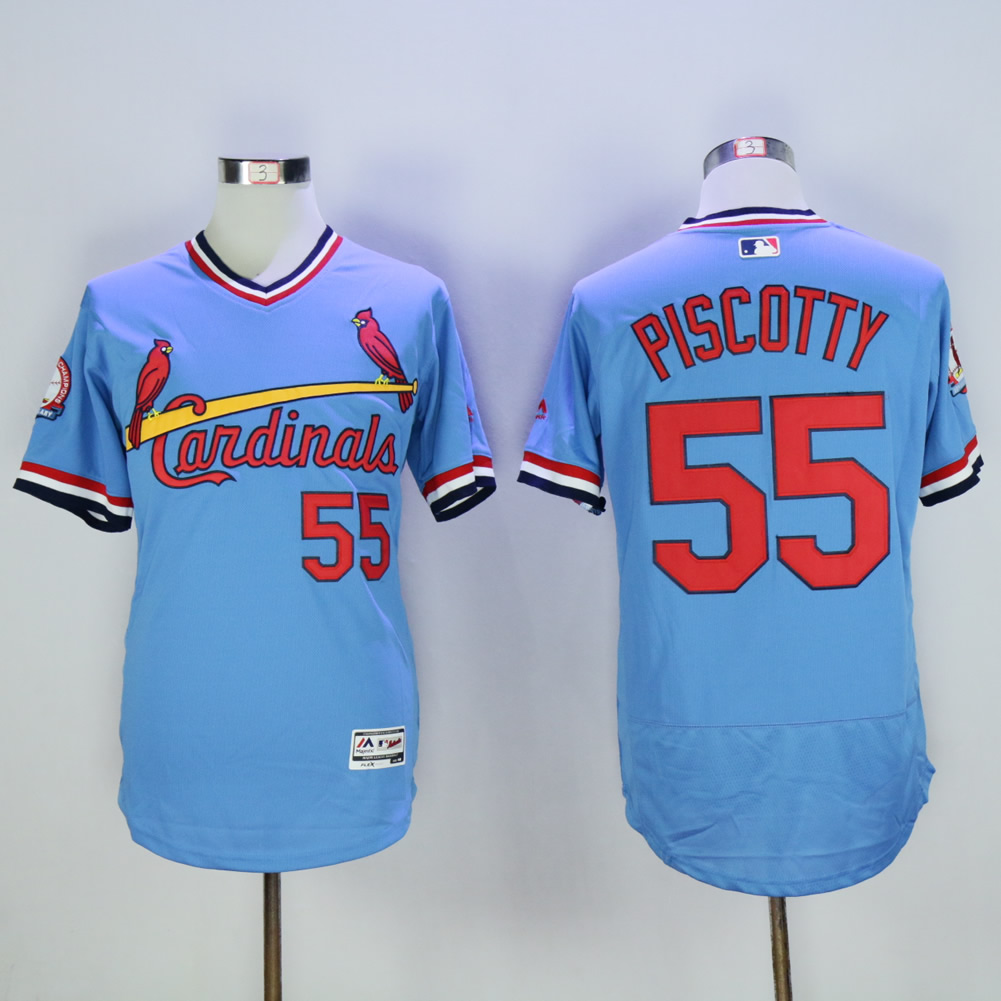 Cardinals #55 Stephen Piscotty Light Blue Cooperstown Flexbase Jersey