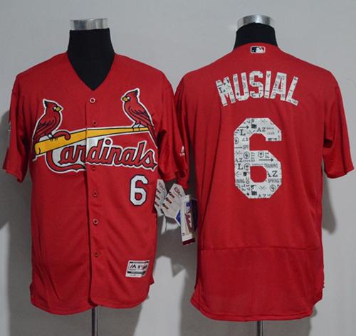 Cardinals #6 Stan Musial Red 2017 Spring Training Authentic FlexBase Stitched MLB Jersey