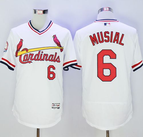 Cardinals #6 Stan Musial White Flexbase Authentic Collection Cooperstown Stitched MLB Jersey Cardinals #6 Stan Musial White Flexbase Authentic Collection Cooperstown Stitched MLB Jersey