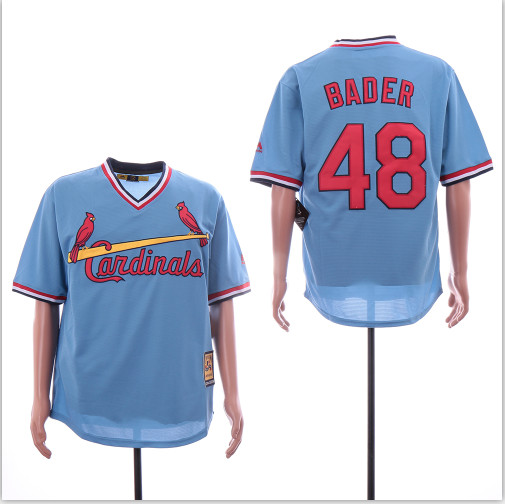 Cardinals 48 Harrison Bader Light Blue Throwback Cool Base Jersey Cardinals 48 Harrison Bader Light Blue Throwback Cool Base Jersey