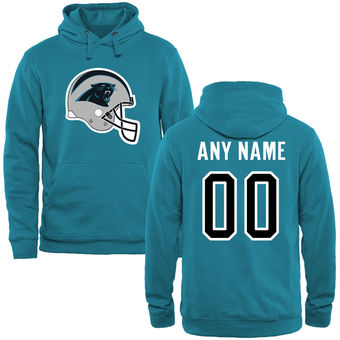 Carolina Panthers Blue Custom Name & Number Helmet Pullover Hoodie