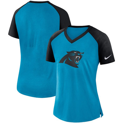 Carolina Panthers Nike Women's Top V Neck T-Shirt Blue Black