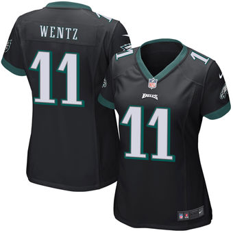 Carson Wentz Philadelphia Eagles Nike Women's 2016 Draft Pick Game Jersey - Black