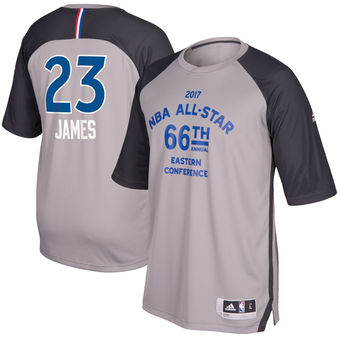 Cavaliers #23 LeBron James Eastern Conference adidas 2017 All-Star Game Name & Number Shooting Shirt - Gray Charcoal