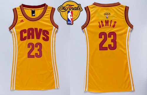 Cavaliers #23 LeBron James Gold The Finals Patch Women's Dress Stitched NBA Jersey Cavaliers #23 LeBron James Gold The Finals Patch Women's Dress Stitched NBA Jersey