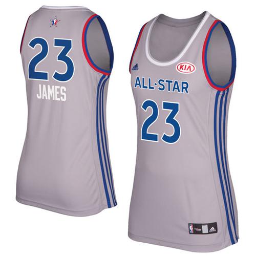 Cavaliers #23 LeBron James Gray 2017 All Star Women's Stitched NBA Jersey