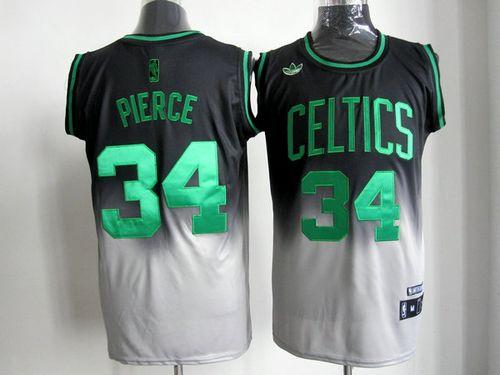 Celtics #34 Paul Pierce Black Grey Fadeaway Fashion Stitched NBA Jersey