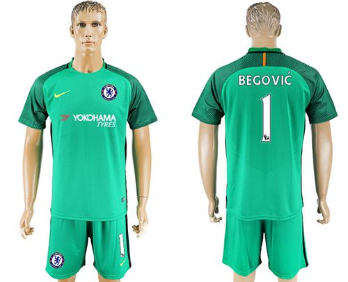 Chelsea #1 Begovic Green Goalkeeper Soccer Club Jersey