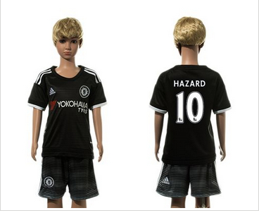 Chelsea #10 Hazard Black Kid Soccer Club Jersey