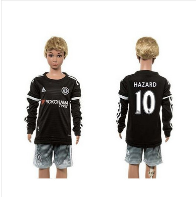 Chelsea #10 Hazard SEC Away Long Sleeves Kid Soccer Club Jersey