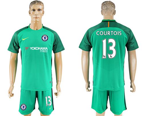 Chelsea #13 Courtois Green Goalkeeper Soccer Club Jersey