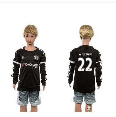 Chelsea #22 Willian SEC Away Long Sleeves Kid Soccer Club Jersey