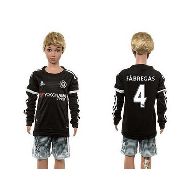 Chelsea #4 Fabregas SEC Away Long Sleeves Kid Soccer Club Jersey