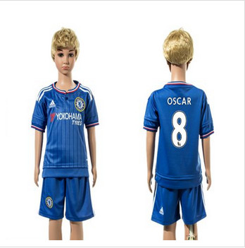 Chelsea #8 Oscar Blue Home Kid Soccer Club Jersey