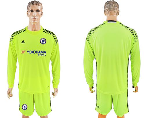 Chelsea Blank Shiny Green Goalkeeper Long Sleeves Soccer Club Jersey Chelsea Blank Shiny Green Goalkeeper Long Sleeves Soccer Club Jersey