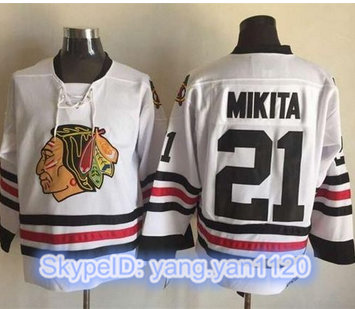 Chicago Blackhawks #21 Stan Mikita White CCM Throwback Stitched NHL Jersey