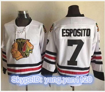 Chicago Blackhawks #7 Tony Esposito White CCM Throwback Stitched NHL Jersey
