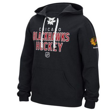 Chicago Blackhawks Reebok Stitch Em Up Lace Hoodie Black