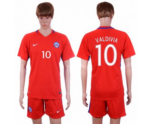 Chile #10 Valdivia Home Soccer Country Jersey Chile #10 Valdivia Home Soccer Country Jersey