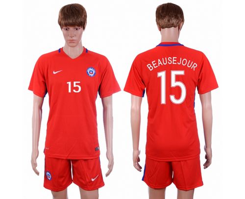 Chile #15 Beausejour Home Soccer Country Jersey Chile #15 Beausejour Home Soccer Country Jersey