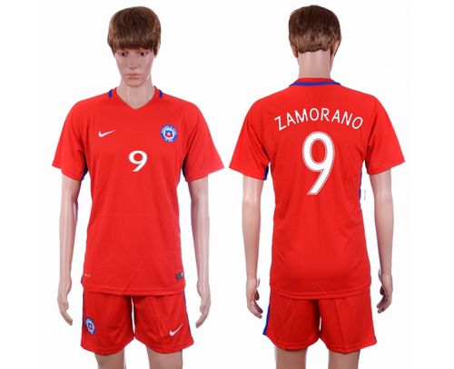 Chile #9 Zamorano Home Soccer Country Jersey Chile #9 Zamorano Home Soccer Country Jersey